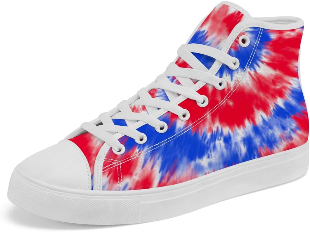 

Кеды на высокой подошве с принтом тай-дай для женщин и мужчин, повседневные шнурованные кроссовки Chebing, красный/синий