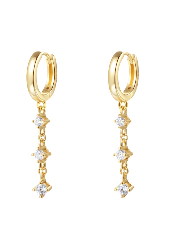 

Hey Happiness Позолоченные серьги с цепочкой из циркония, серебро 925 пробы в золотом исполнении - (Д) 3,6 см