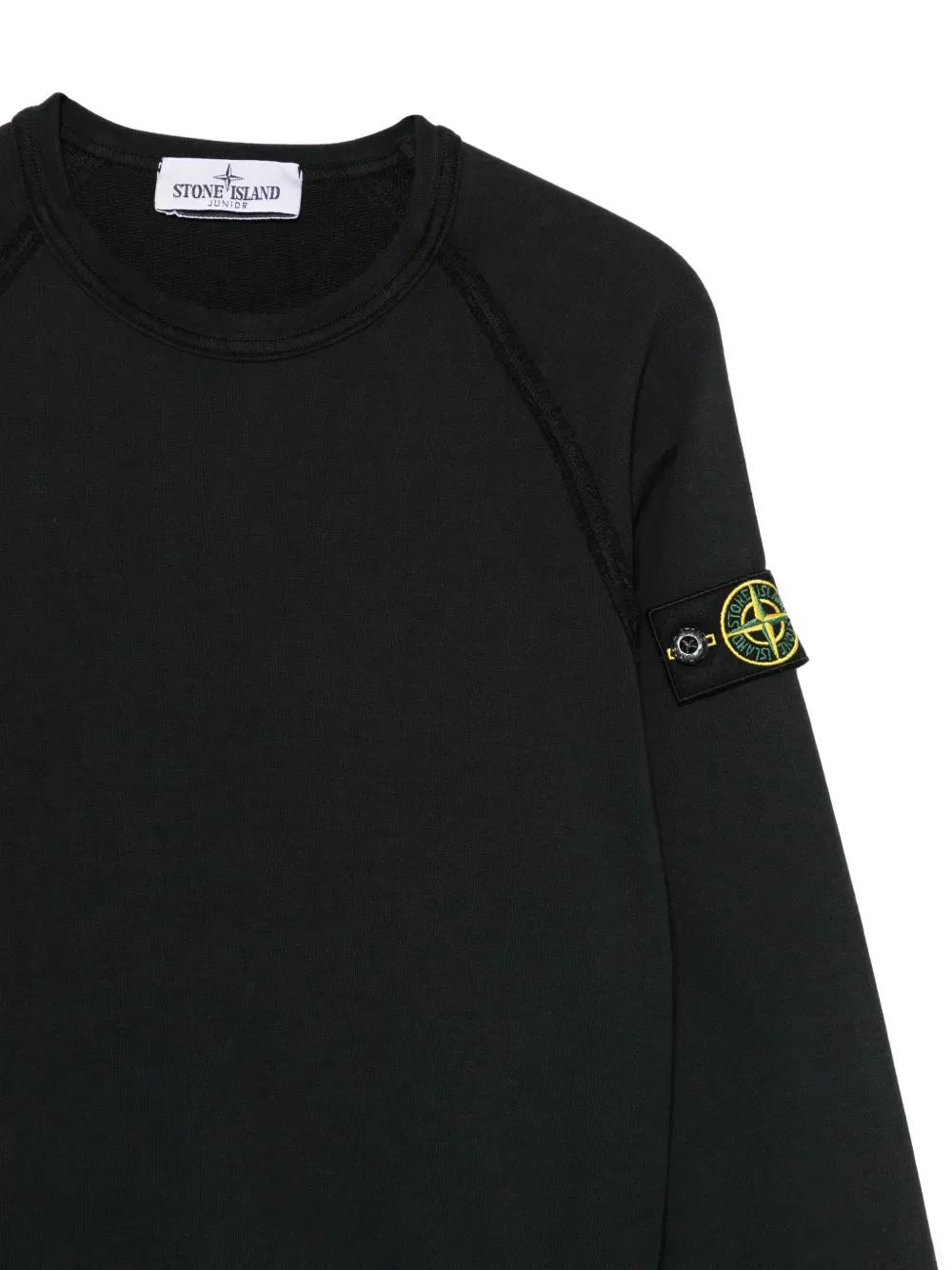 Толстовка с круглым вырезом и нашивкой с логотипом Stone Island Junior, черный — фото 3
