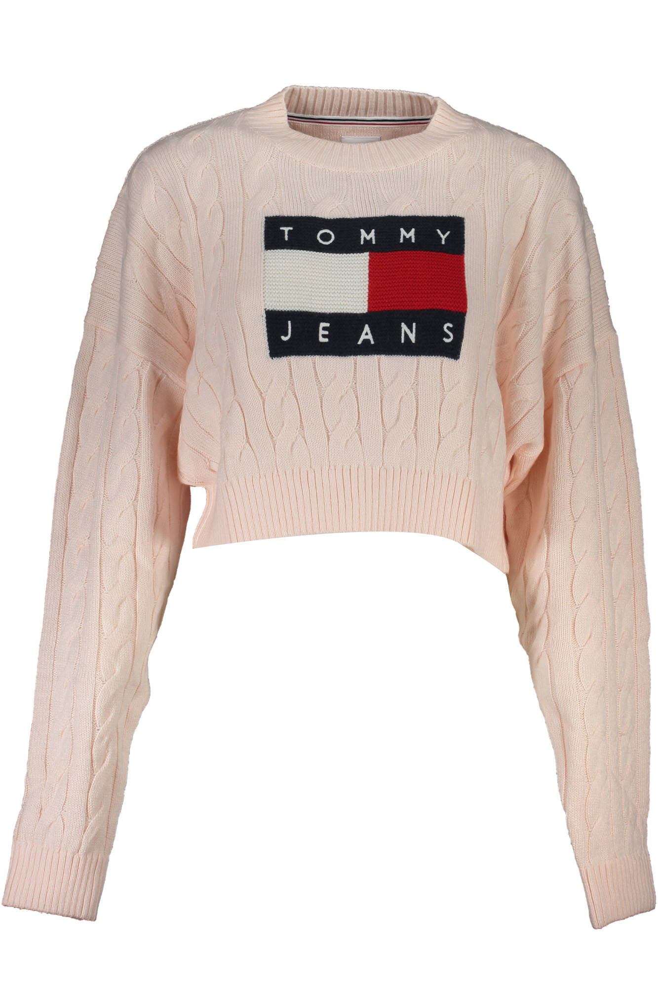 

Женский свитер Tommy Hilfiger укороченный с узором косы, розовый