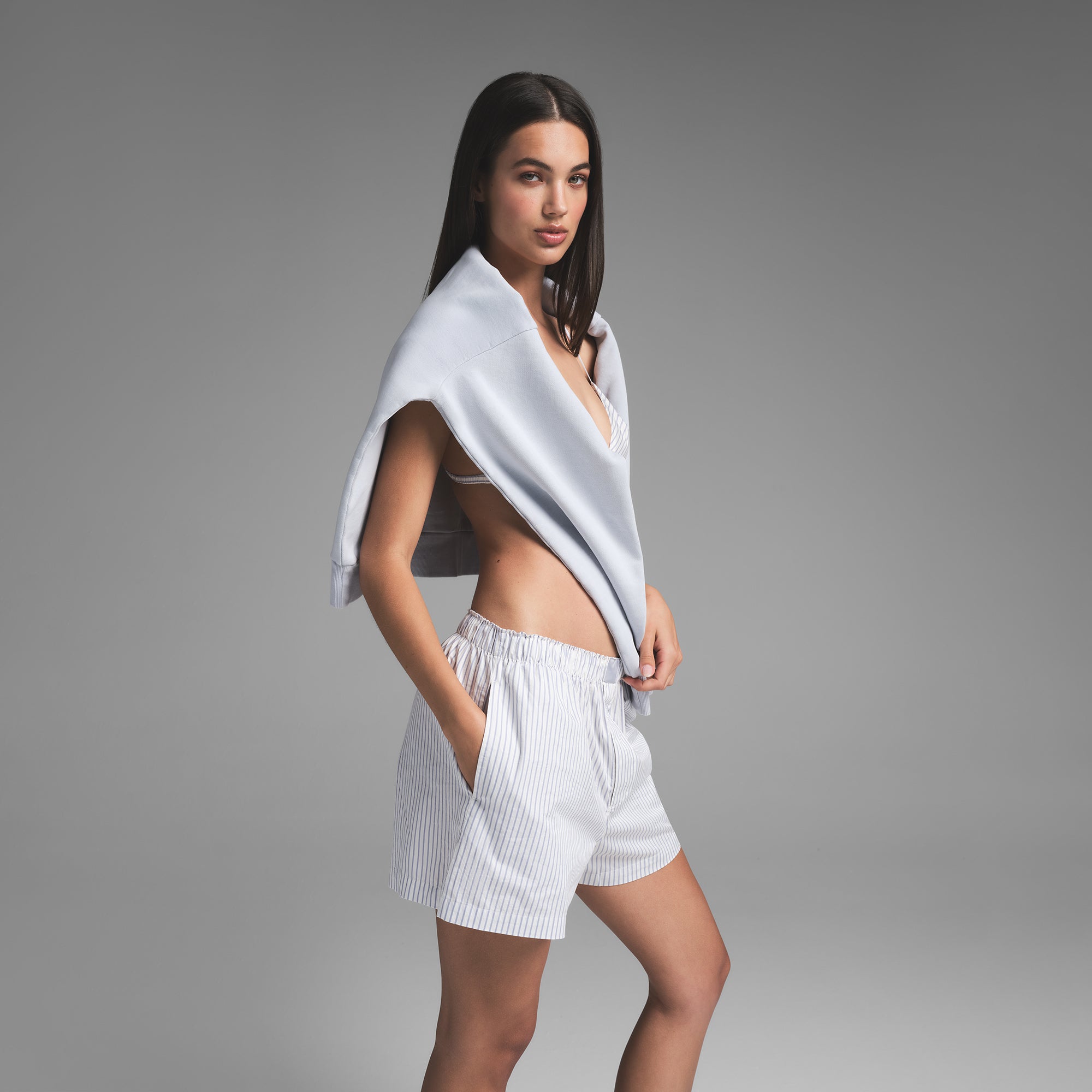 

Боксеры SKIMS, цвет zen blue stripe