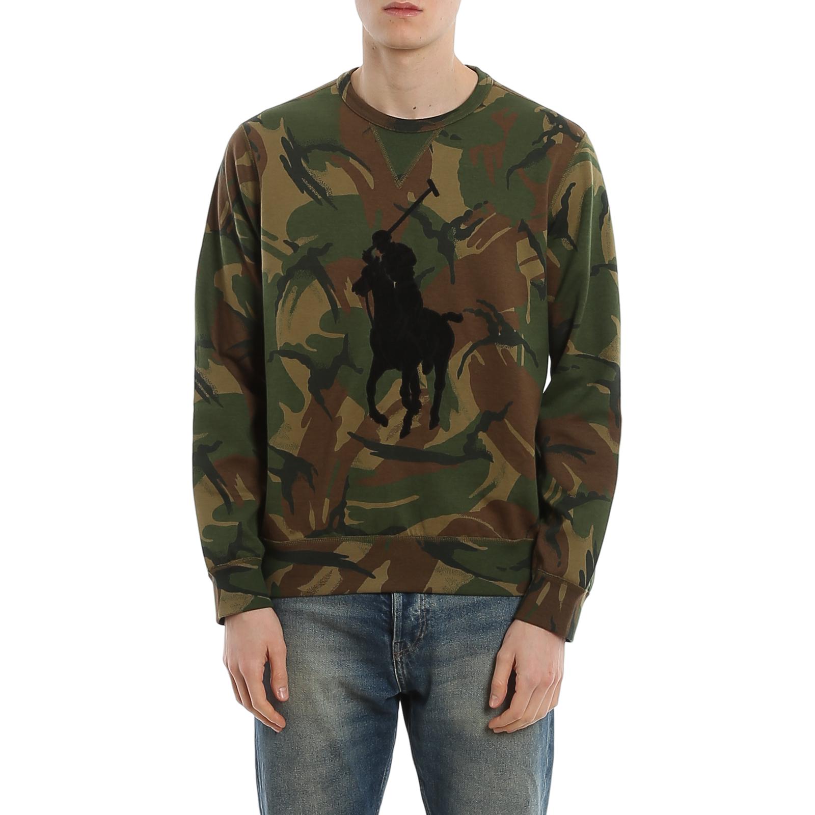 Винтажная камуфляжная футболка с длинным рукавом Polo Ralph Lauren, зеленый — фото 3