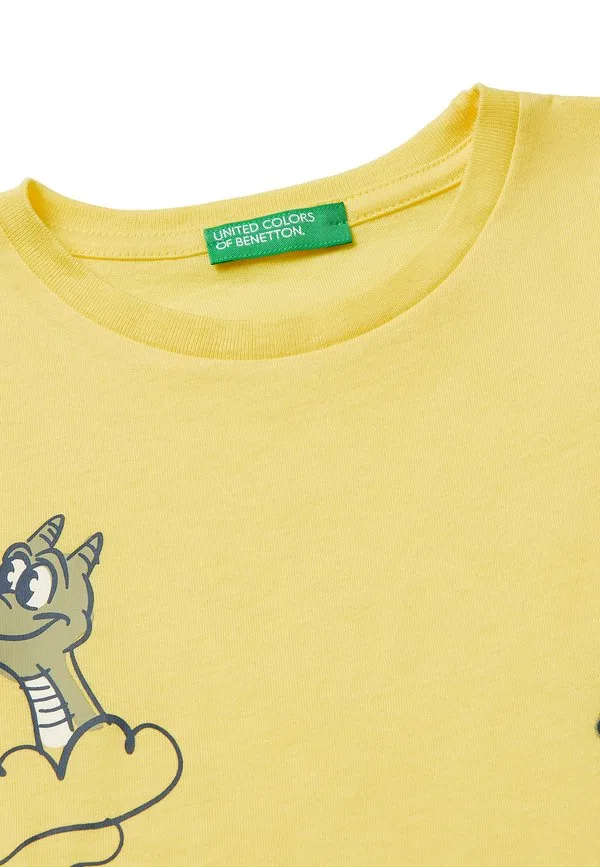 Футболка с круглым вырезом и принтом United Colors Of Benetton, Yellow — фото 3