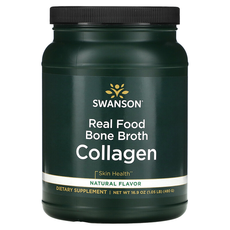 

Swanson, Real Food Bone Broth Collagen, натуральный, 480 г (1,05 фунта)