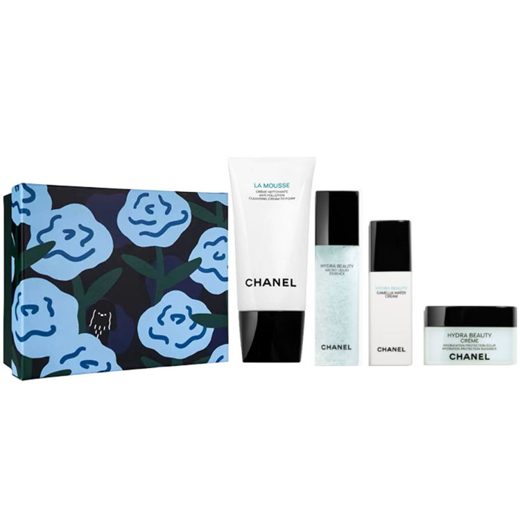 Набор средств для ухода за кожей CHANEL Hydra Beauty: очищающее средство, 150 мл + микроэссенция, 150 мл + лосьон, 30 мл + увлажняющий крем, 50 г