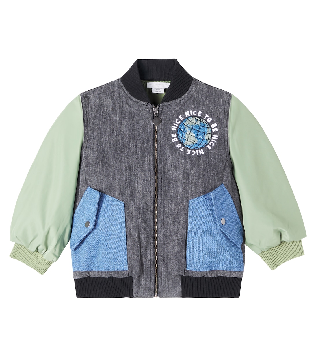 

Джинсовая куртка-бомбер со вставками Stella McCartney Kids, Nero Lavato