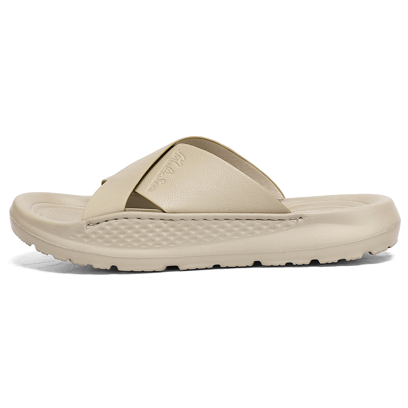 

Mulinsen Мужские бежевые слайдеры с нашивками из кожи EVA, противоскользящие и амортизирующие, цвет Beige