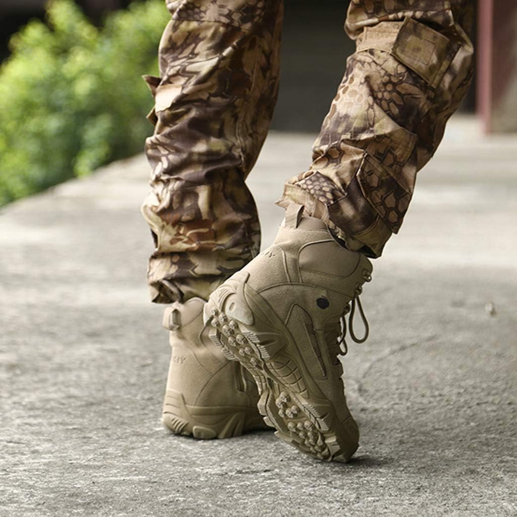 Мужские тактические ботинки, наружные для альпинизма и походов, военные боевые ботинки, высокие дезертные тренировочные кроссовки, песочного цвета - 42/UK 8/US 8.5 Jlfzc, 8.5 Desert — фото 4