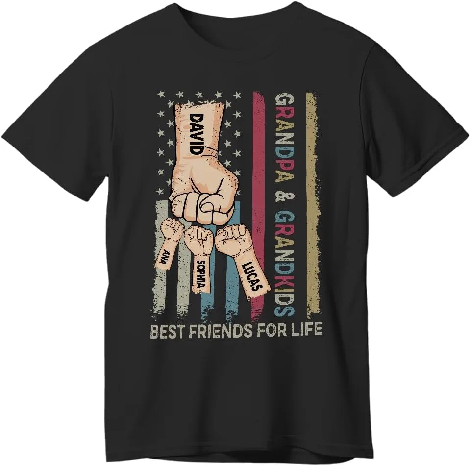 

Персонализированная футболка с принтом для дедушки от внуков