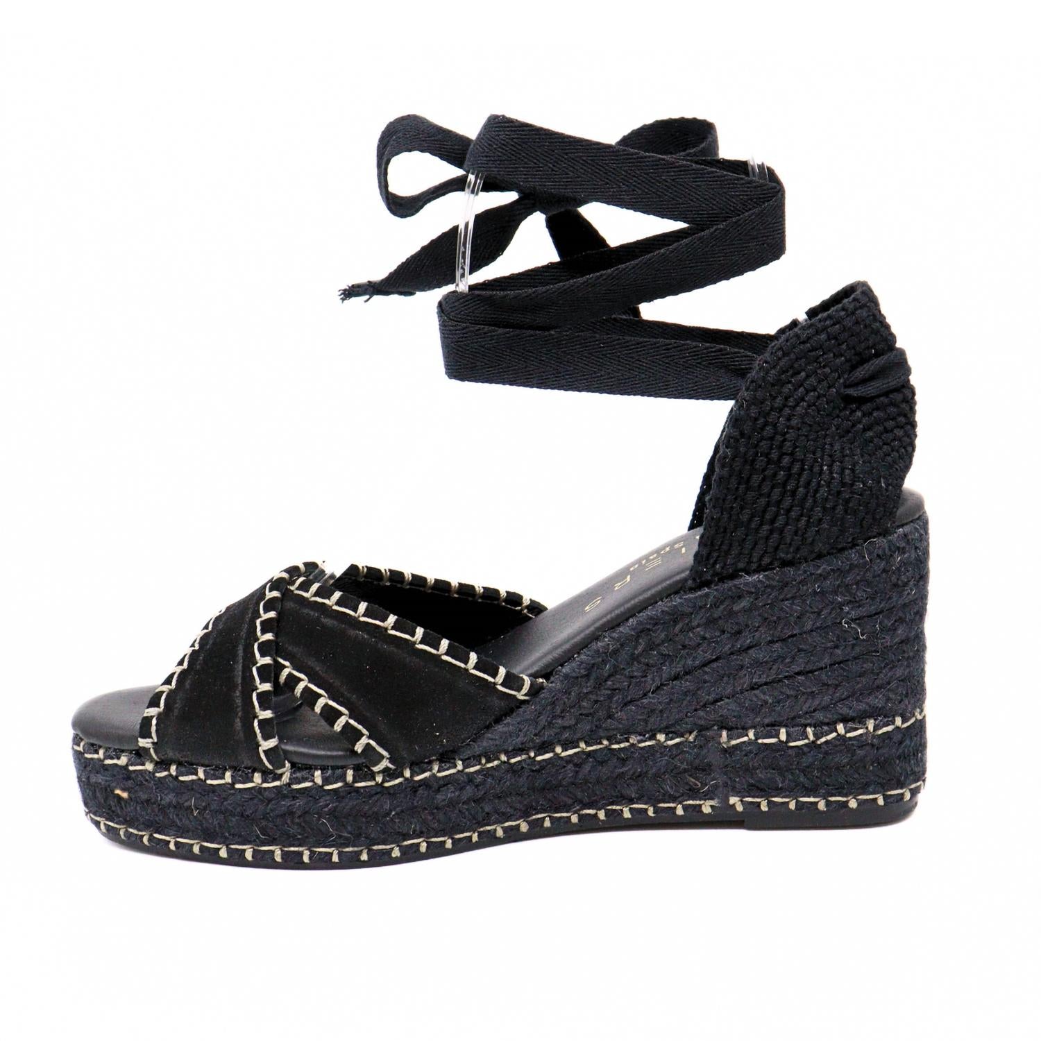 Женские босоножки Palma Wedge Sandals черного цвета Ateliers — фото 4