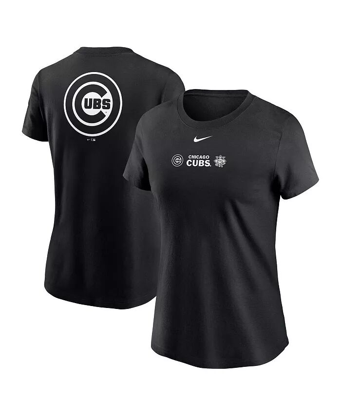 

Женская черная футболка Chicago Cubs через плечо Nike