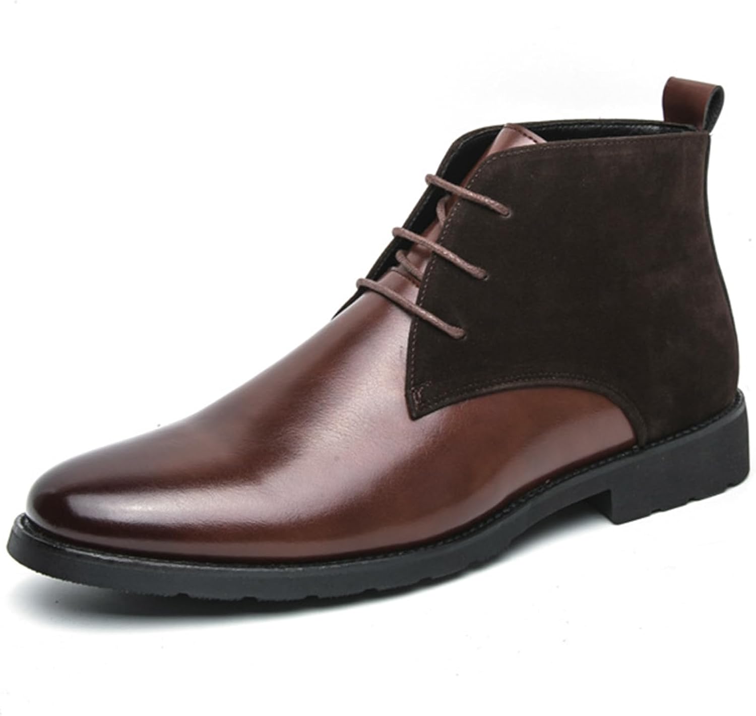 

Мужские кожаные формальные ботинки челси на шнуровке, винтажная кожа с отделкой строчкой, низкий массивный каблук, деловые ботинки для встреч и работы, ботинки до щиколотки Ghibhna, коричневый