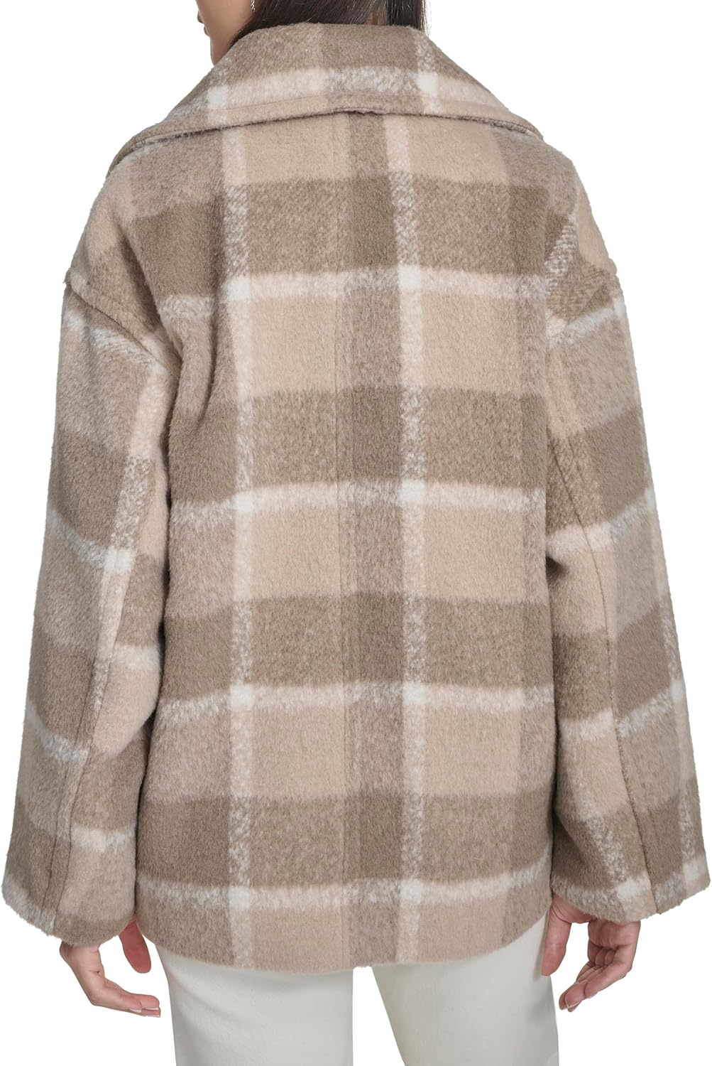 Женское шерстяное пальто Levi's со съемным воротником из шерпы, Camel Deck Plaid — фото 4