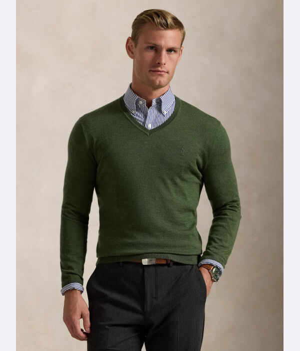 

Шерстяной свитер Slim fit Polo Ralph Lauren, зеленый