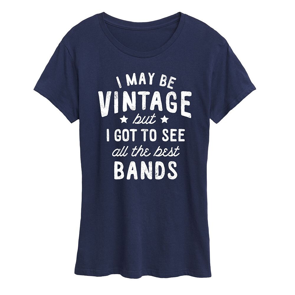

Женская футболка с рисунком I May Be Vintage Best Bands, темно-синий