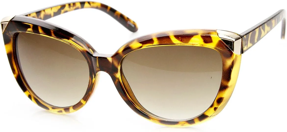 

Женские модные солнцезащитные очки zeroUV с металлическими наконечниками в форме «кошачьих глаз» (желто-черепахово-серый с градиентом), Yellow-tortoise Grey-fade