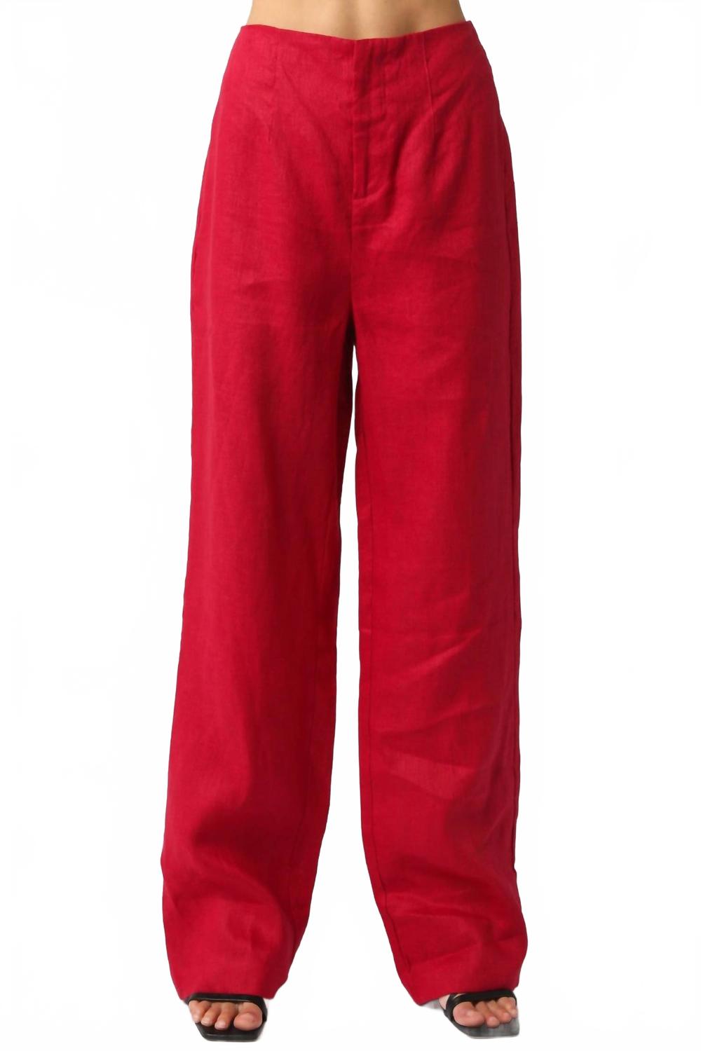 

Брюки Blair из льна в красном цвете OLIVACEOUS