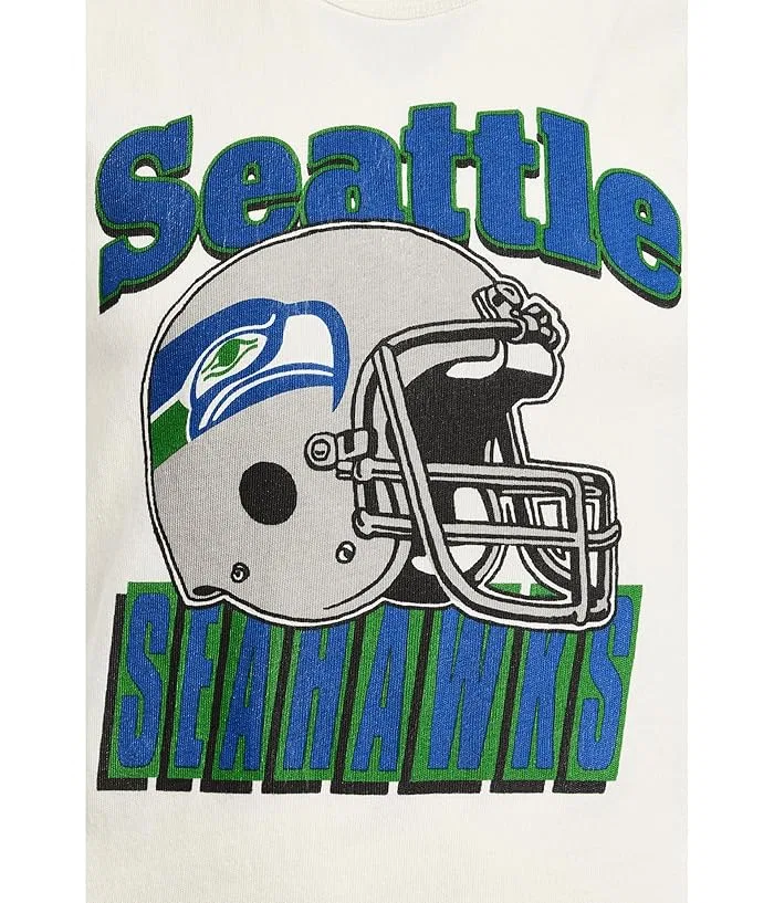 Футболка с принтом NFL Seattle Seahawks Helmet Tee Junk Food Clothing Kids, Vintage White — фото 3