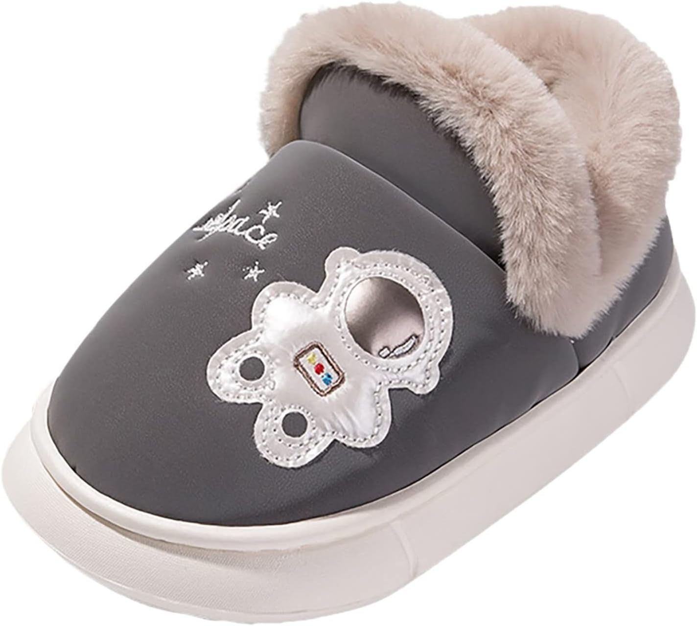 

Домашние тапочки для девочек и мальчиков с мультяшным рисунком, теплые зимние тапочки для детей (розовые, 6-12 месяцев) Generic