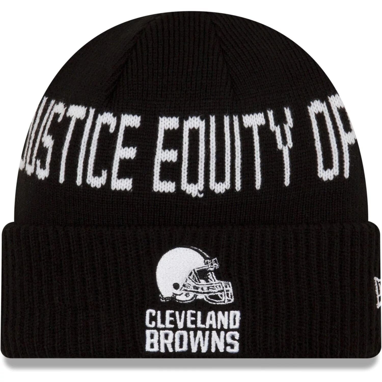 

Мужская черная вязаная шапка New Era Cleveland Browns Team Social Justice с манжетами