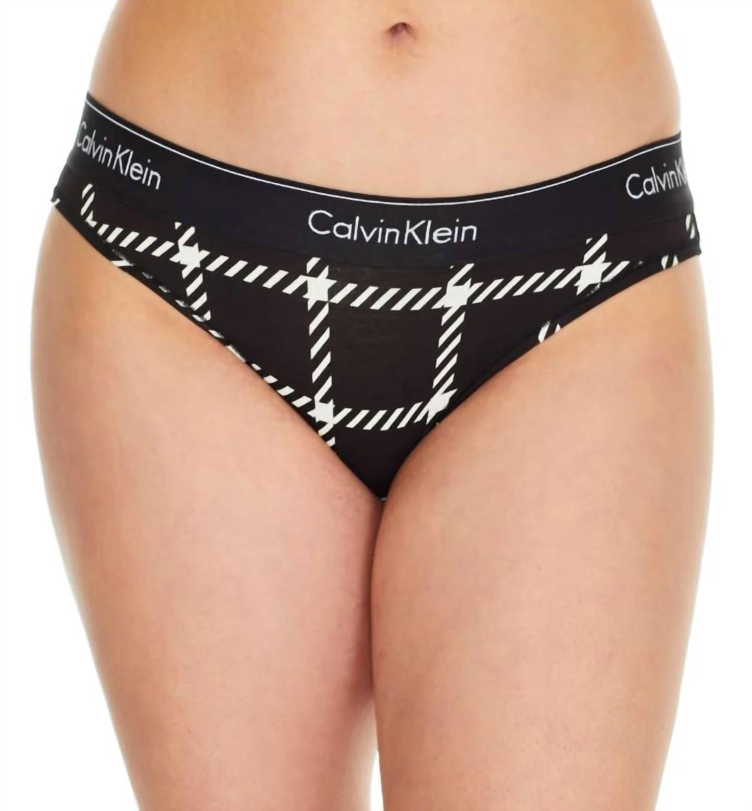 Современные хлопковые плавки бикини в оконном стекле черного цвета Calvin Klein — фото 2