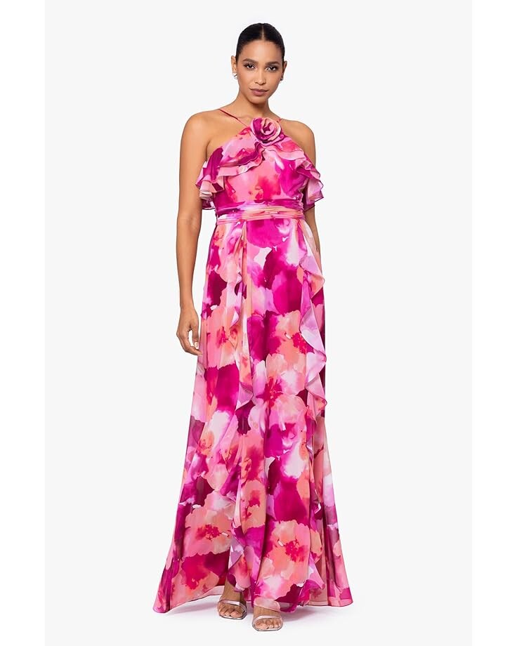 

Платье XSCAPE Long High Multi Chifon Print Flower, цвет Fushia Coral