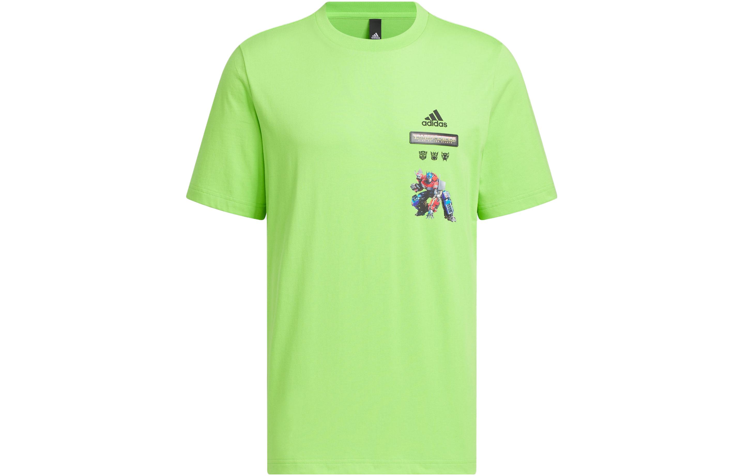 Футболка мужская наполовину неоновая зеленая Adidas — фото 2
