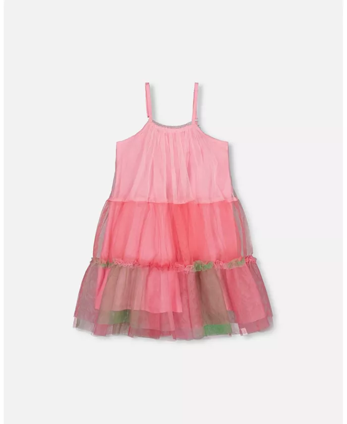 

Платье для девочки без рукавов с цветными блоками из тюля Pink And Green - для малышек/детей Deux par Deux, розовый