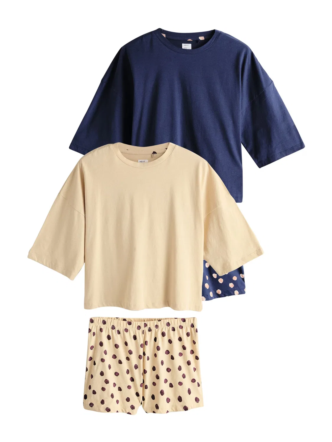 Короткий пижамный комплект Next, Beige/Navy