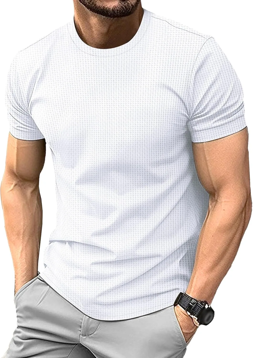 

Мужская легкая футболка с текстурой Aosufei