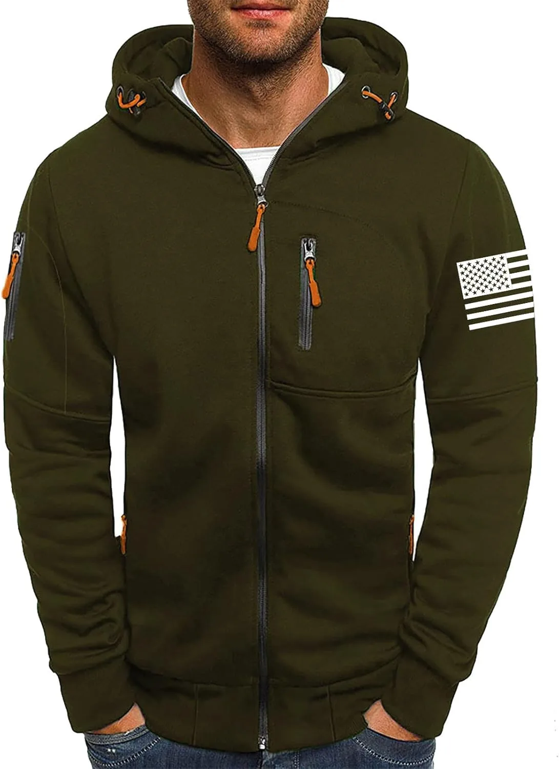 

Тактическая худи с молнией для мужчин, slim fit