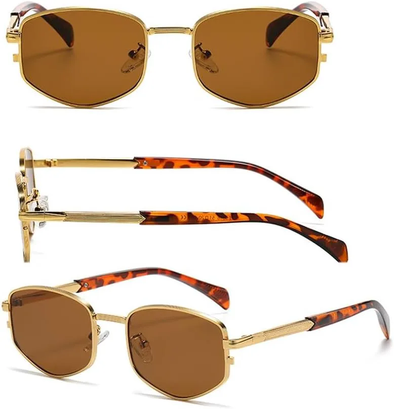 

Винтажные многоугольные солнцезащитные очки для женщин и мужчин, очки с заклепками, очки для вождения, ретро-металлические, для женщин, UV400 MTZJH, Black Grey