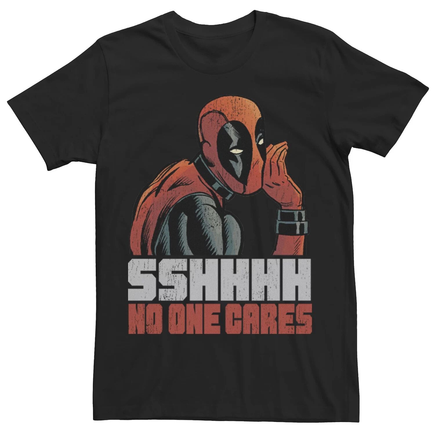 

Мужская футболка Deadpool SHHH No One Cares Whisper Marvel, черный
