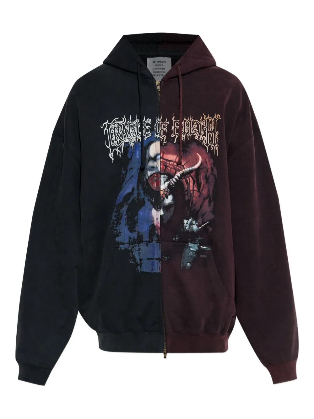 

Толстовка с капюшоном на молнии с графическим принтом VETEMENTS, черный
