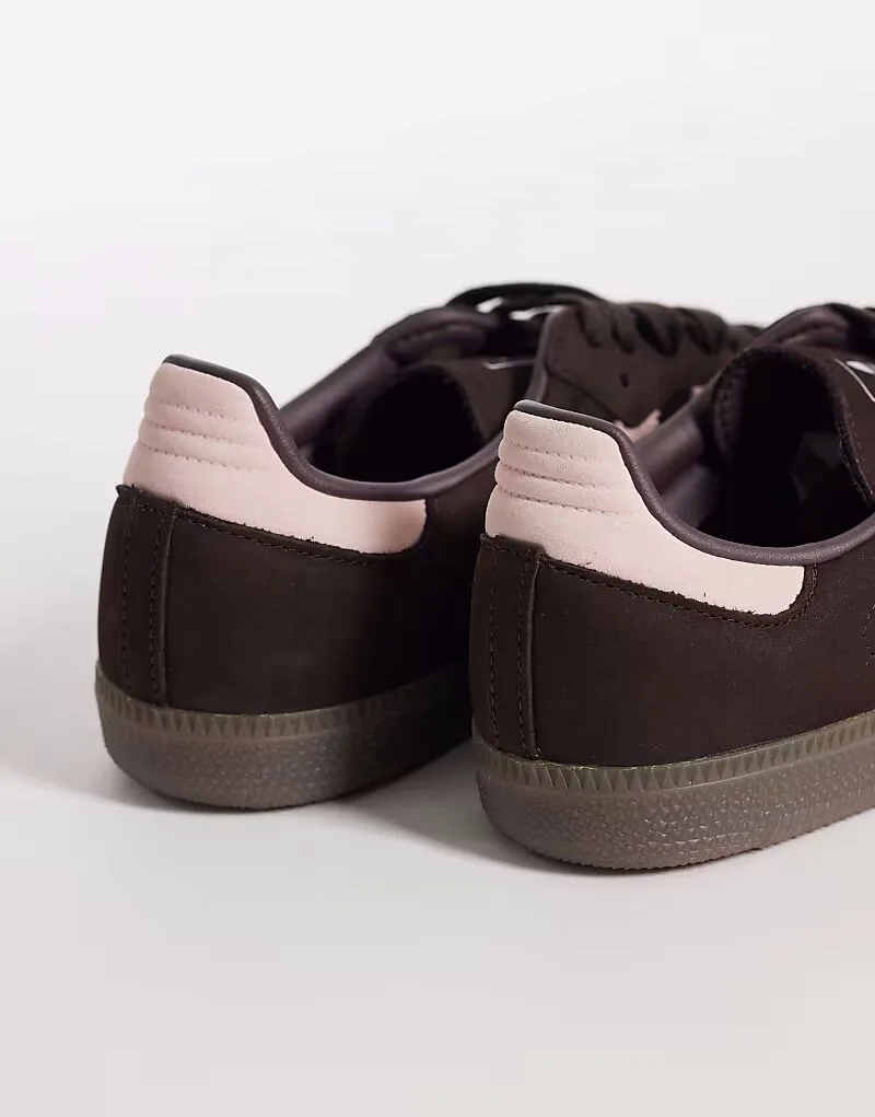 Кроссовки Adidas Originals Samba OG коричневого и розового цвета — фото 3