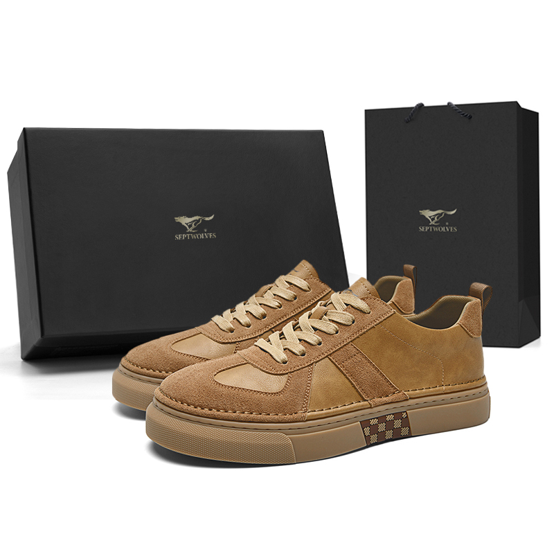 

SEPTWOLVES Низкие скейтборд кроссовки мужские желто-коричневые, цвет Yellow Brown (Standard Leather Shoe Size)