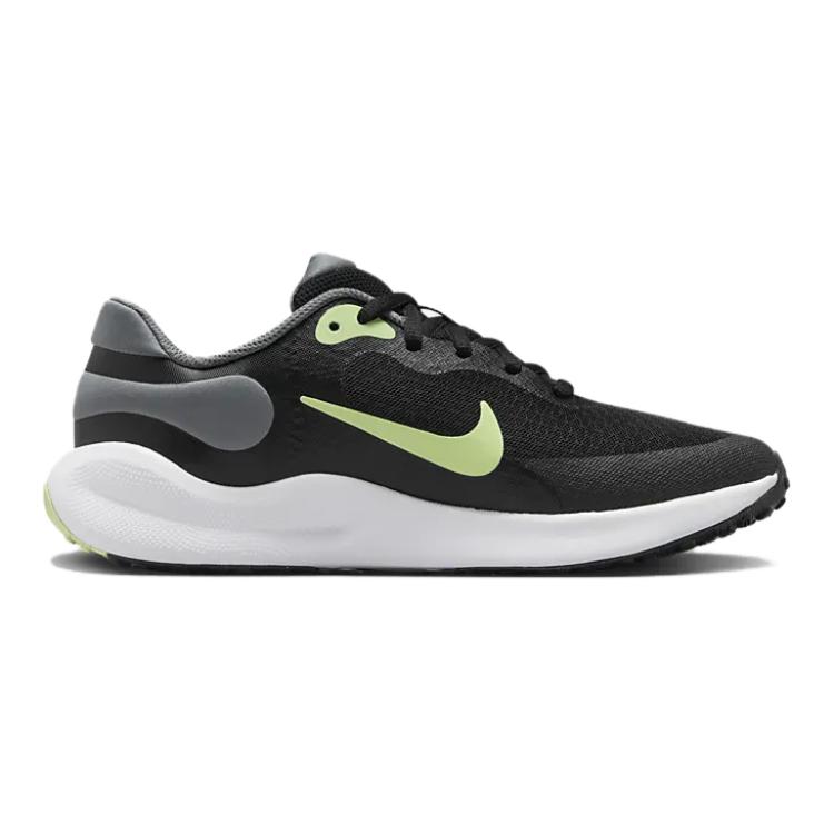 REVOLUTION 7 Устойчивые к истиранию низкие детские кроссовки для бега Black Green Kids' Nike, Black/Smoke Gray/White/Light Yellow Green — фото 2