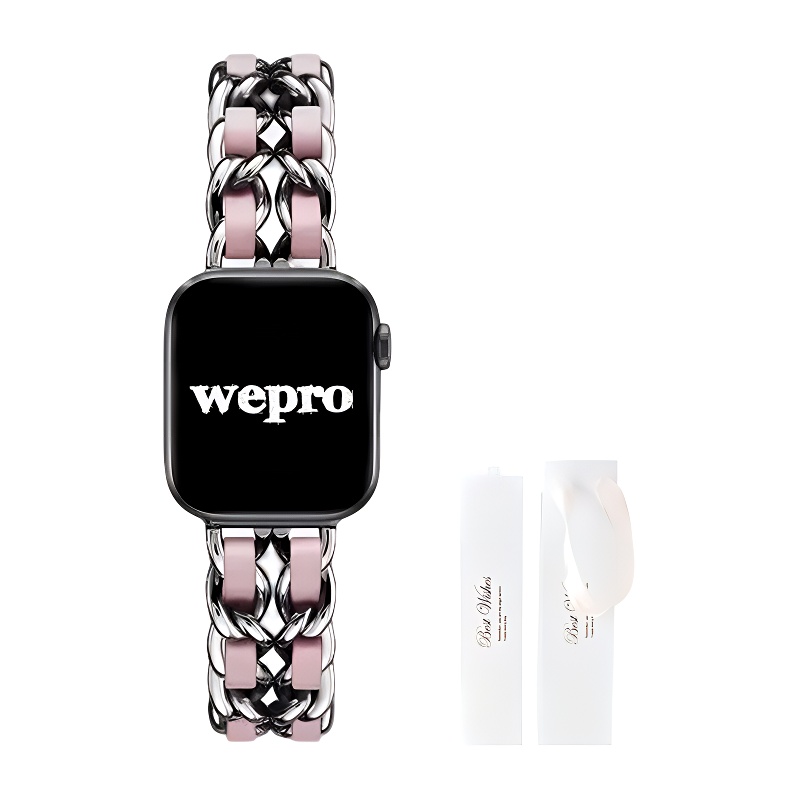

Wepro Часы Strap Apple Compatibility Metal 49mm, [Silver Pink+White Moonlight Box]
