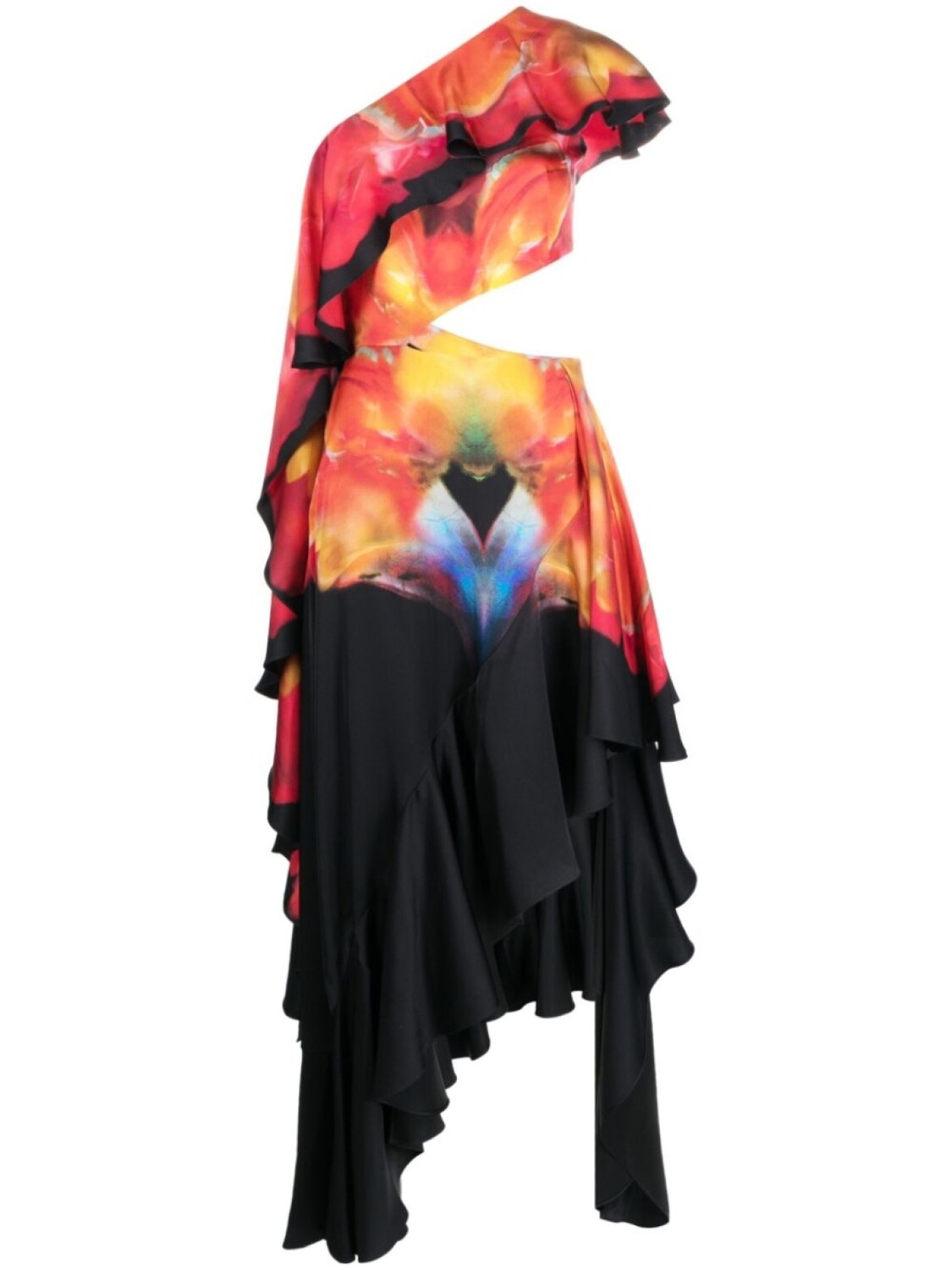 

Alexander McQueen платье Solarised Orchid с оборками, черный