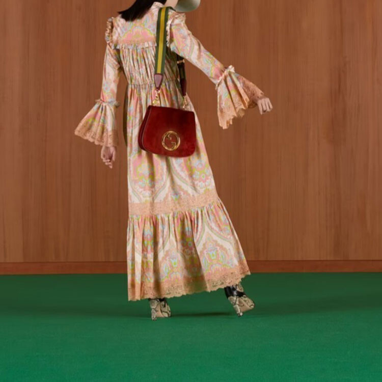 Платье Gucci с длинными рукавами, розовый — фото 4