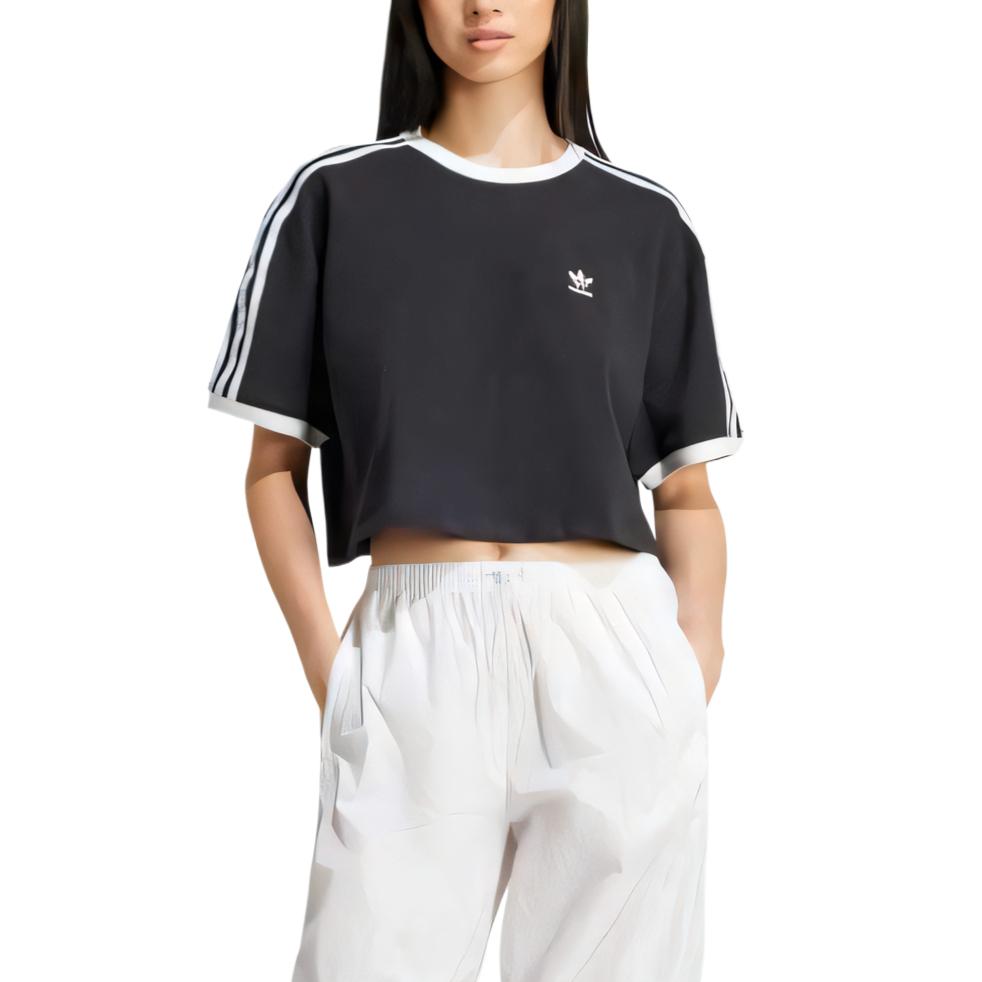 Adicolor 3 Stripes свободный кроп-топ Adidas Originals, черный — фото 4