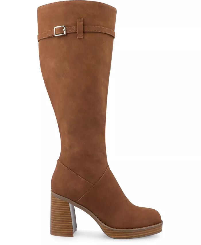 Женские сапоги Letice Square Toe Platform до колена Journee Collection, коричневый — фото 2