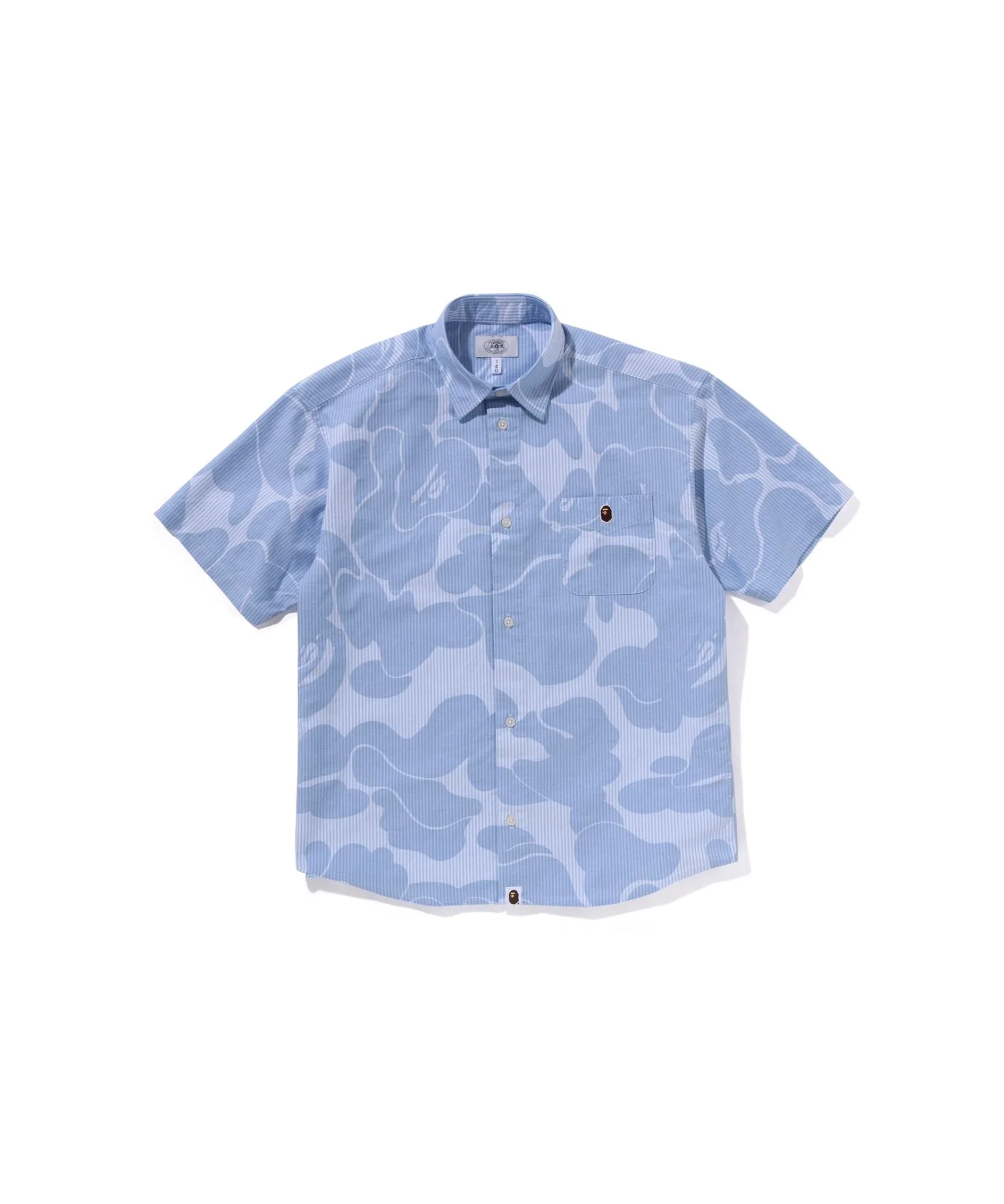 Детская рубашка с камуфляжем и полосками STRIPE CAMO RELAXED FIT SS SHIRT A BATHING APE синий