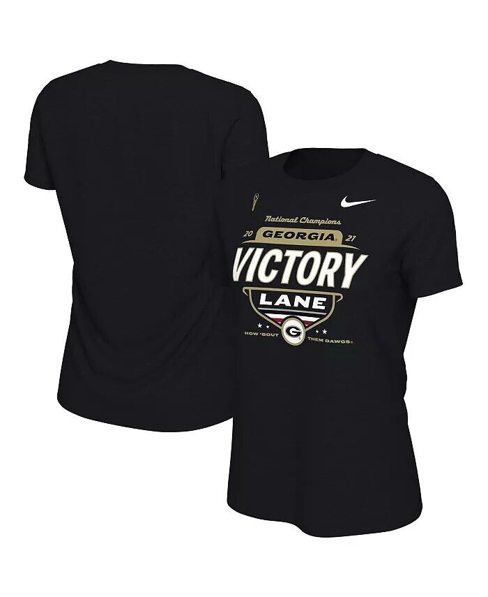 

Черная женская футболка Georgia Bulldogs College Football плей-офф 2021 National Champions в раздевалке Victory Lane Nike