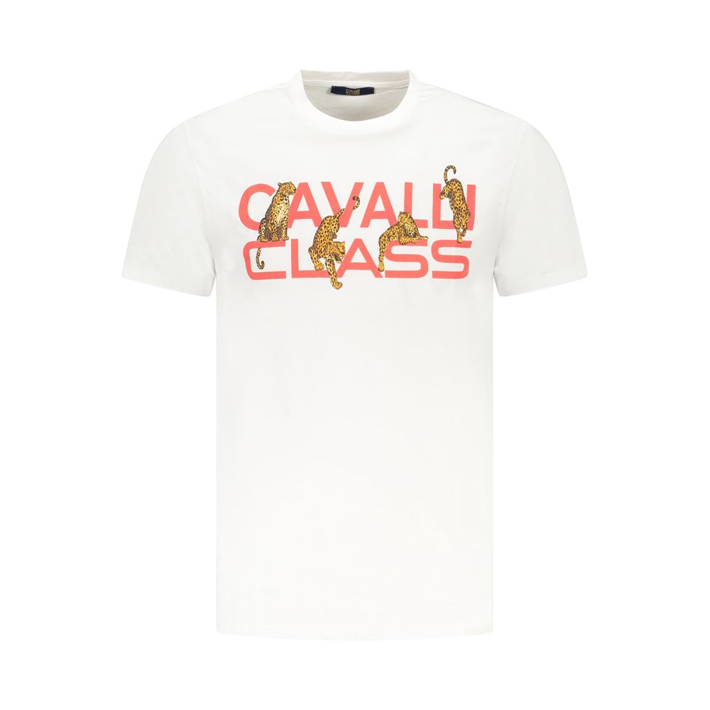 

Белая хлопковая мужская футболка Cavalli Class