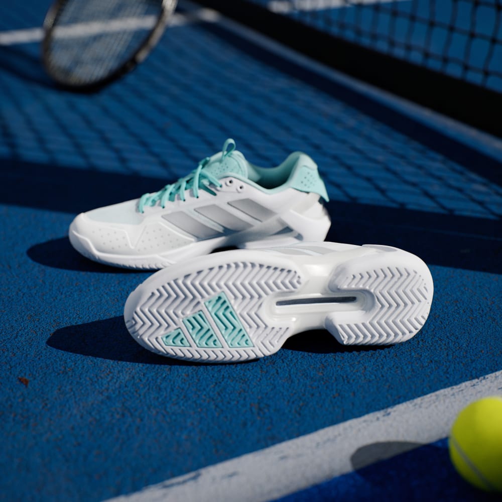 Кроссовки Adidas adizero Ubersonic Tennis Shoes, цвет Cloud White/Silver Metallic/Mint Ton — фото 3