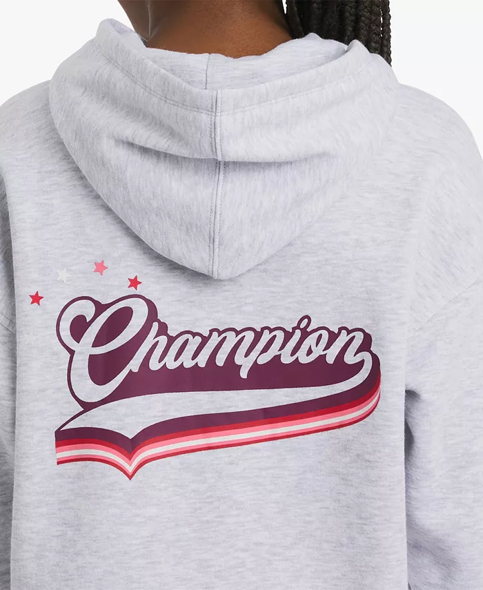 Детская толстовка с длинным рукавом для девочек 7-16 лет Champion, серый — фото 3