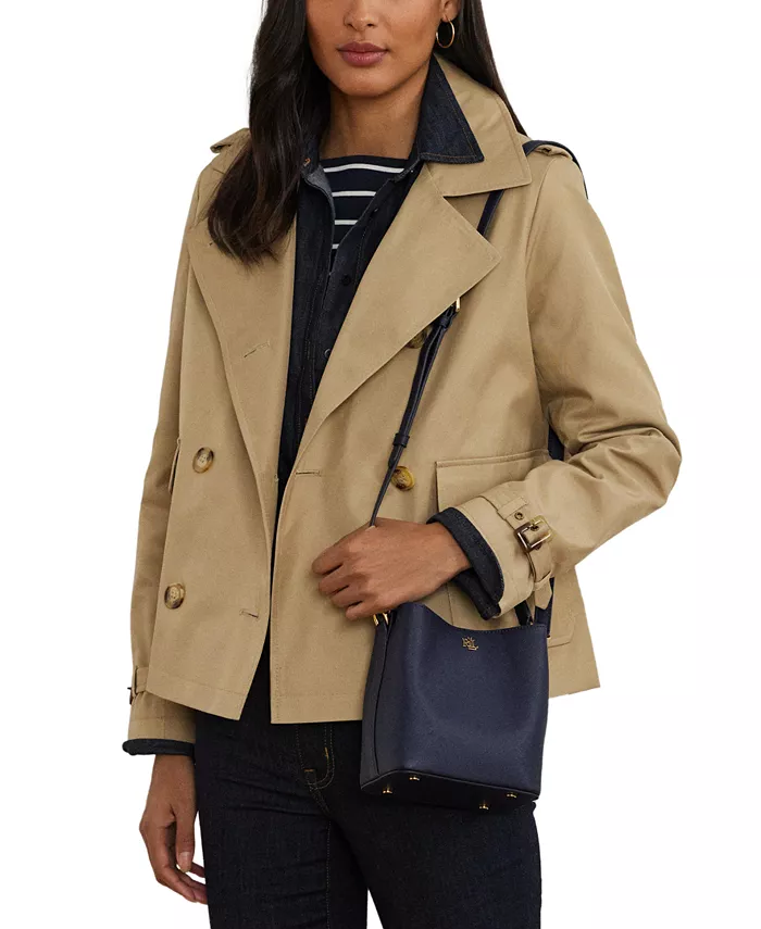 

Сумка-ведро Mini Reese из кожи Crosshatch Lauren Ralph Lauren, синий