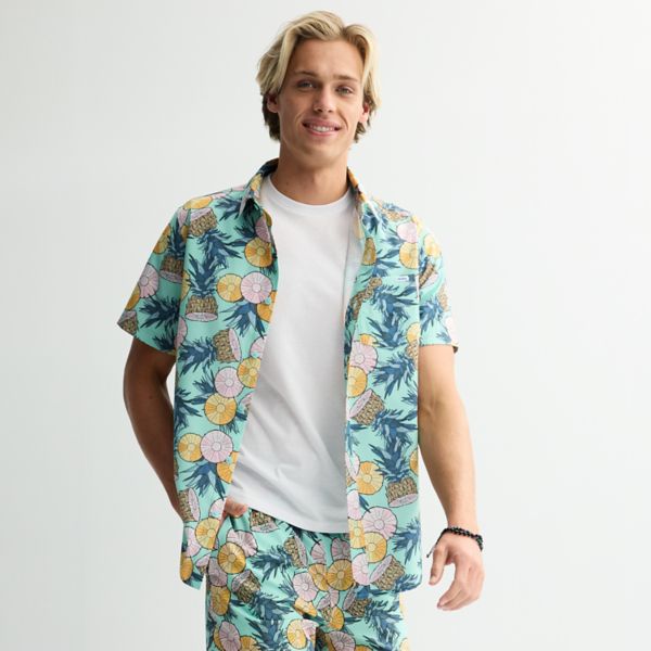 

Мужская рубашка с коротким рукавом на пуговицах Hurley, цвет tropical mist
