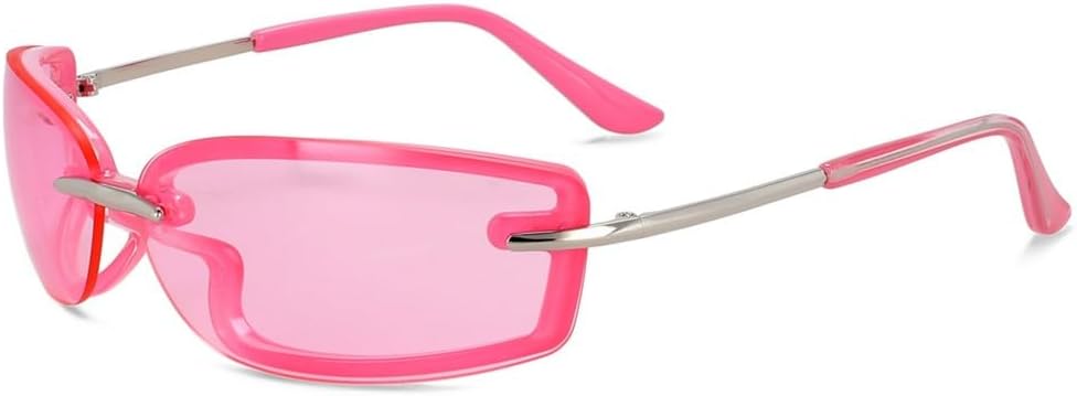 

Винтажные спортивные солнцезащитные очки для женщин, классический ретро-стиль, цветные зеркальные, без оправы, модные женские солнцезащитные очки без оправы KTUCN, C6pink